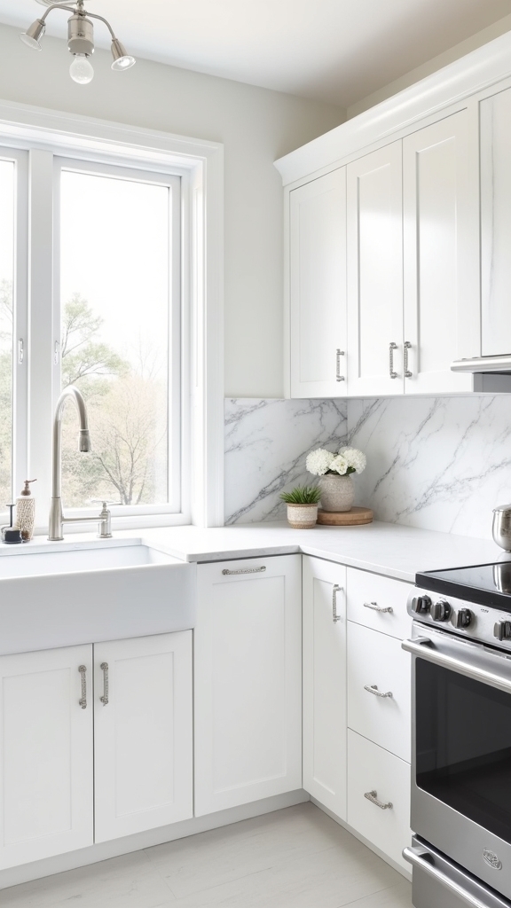 luxury white marble splashback
