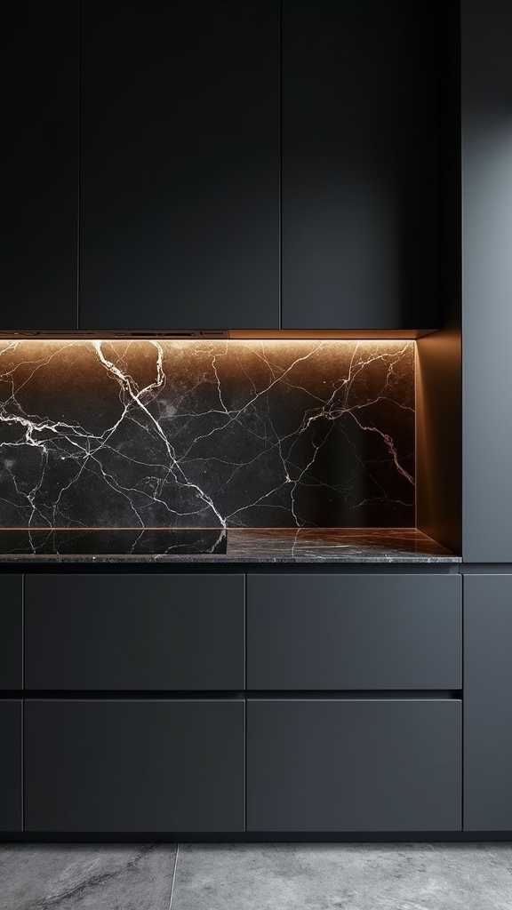 marble backsplash enhances sophistication