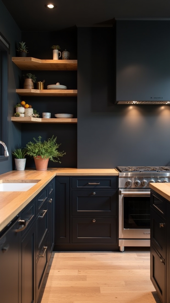 matte black meets light wood