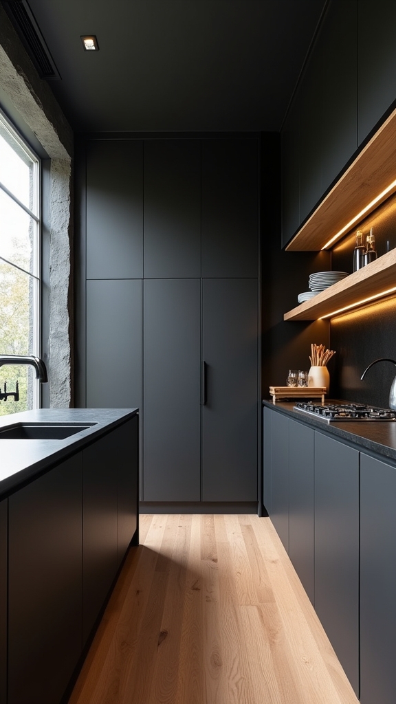 matte black meets warm wood