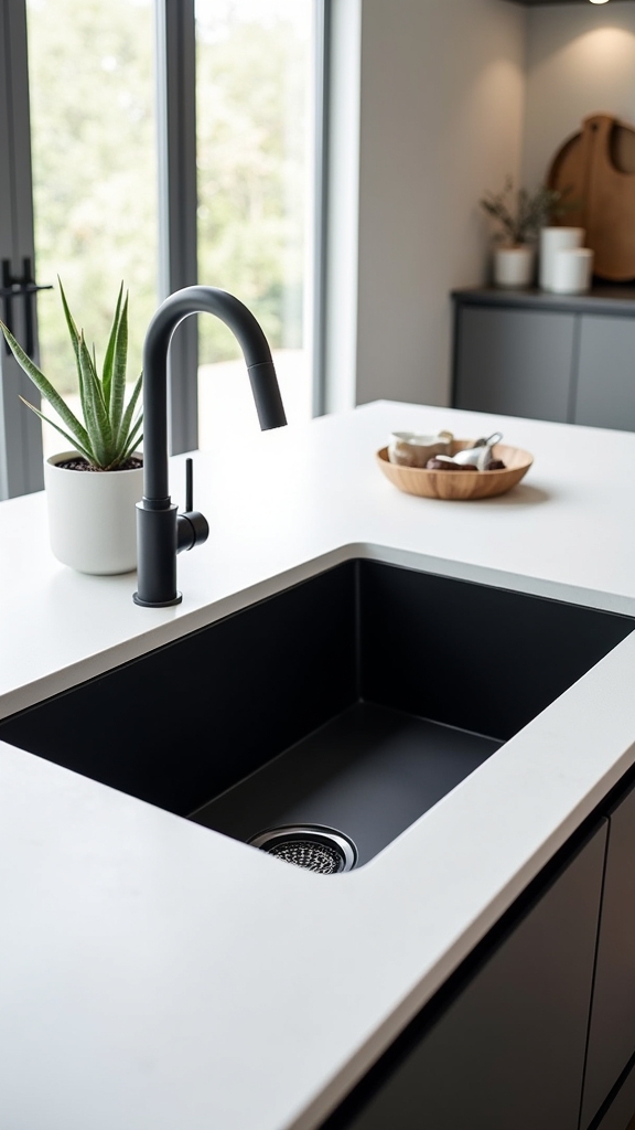 matte black sinks enhance minimalism