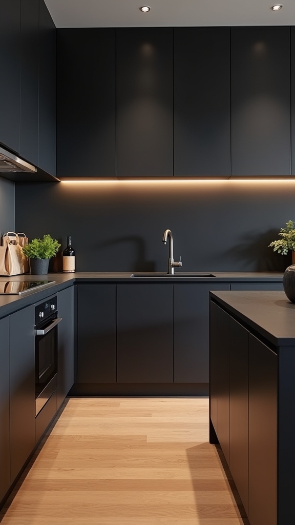 matte cabinets black worktops