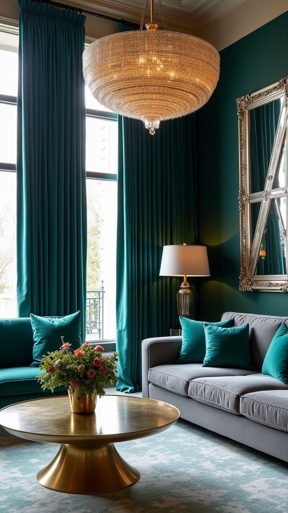 metallic accents enhance teal