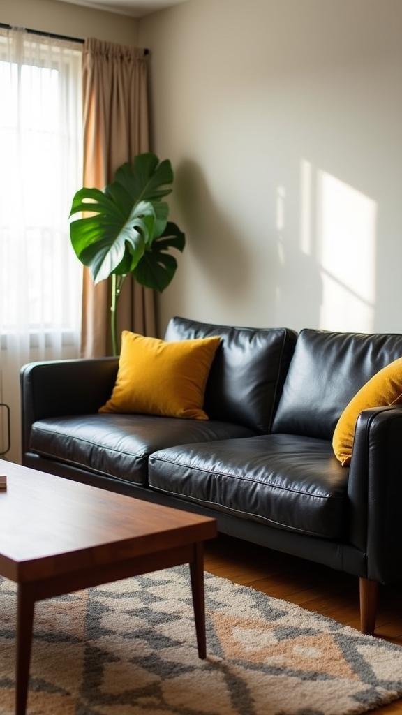midcentury black sofa elegance