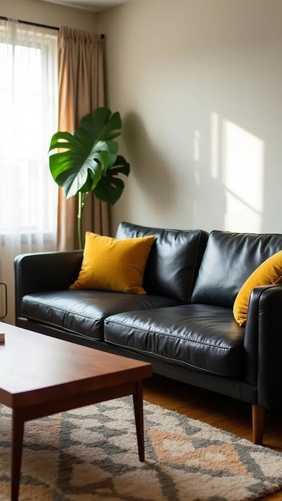 midcentury black sofa elegance