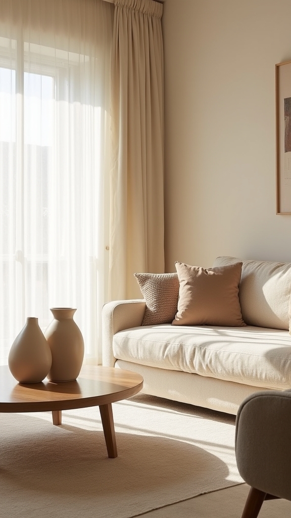 minimalist beige living room