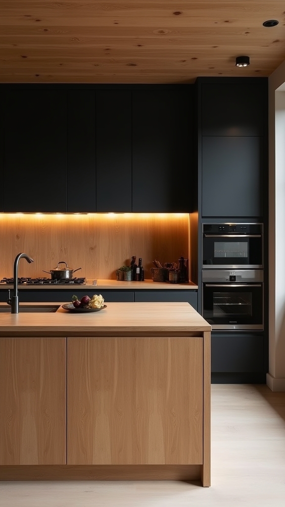 minimalist black and wood