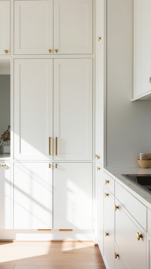 minimalist gold accented kitchen