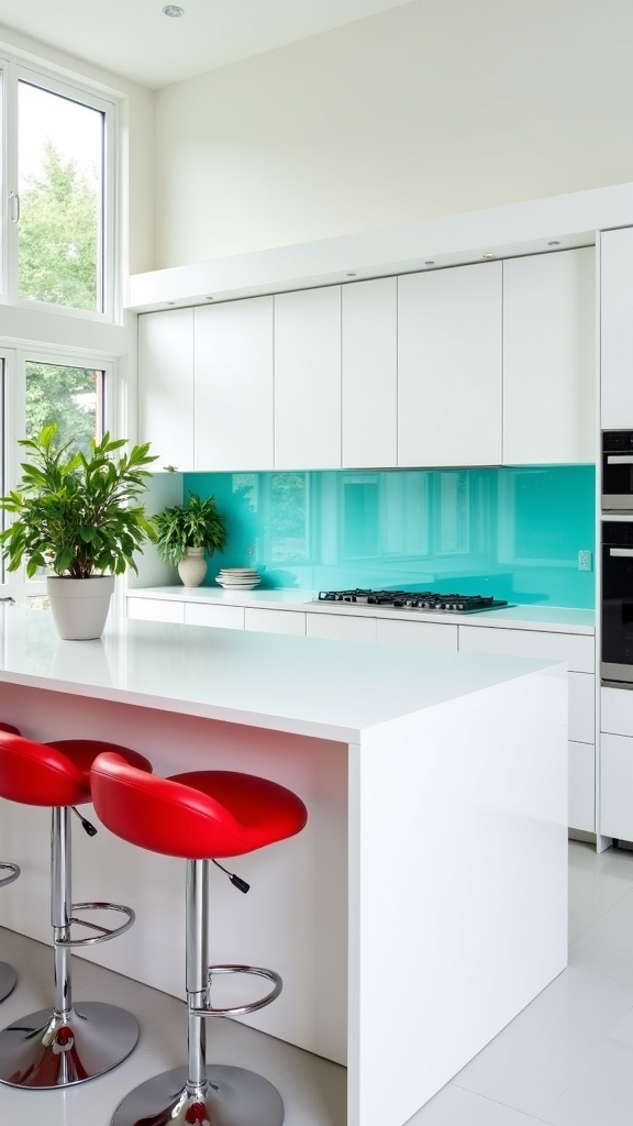 minimalist kitchen with color