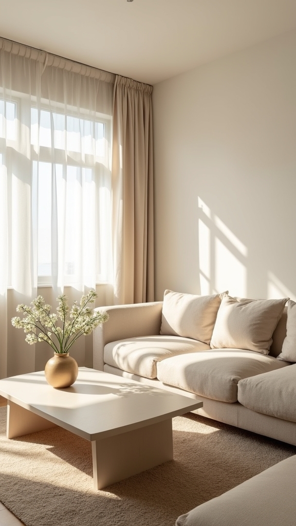 minimalist neutral living room