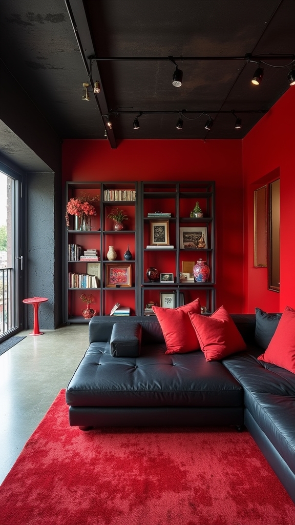 minimalist red accent decor