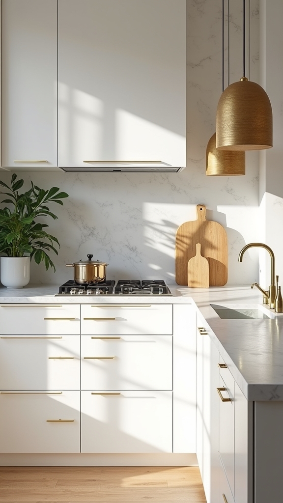 minimalist white and gold