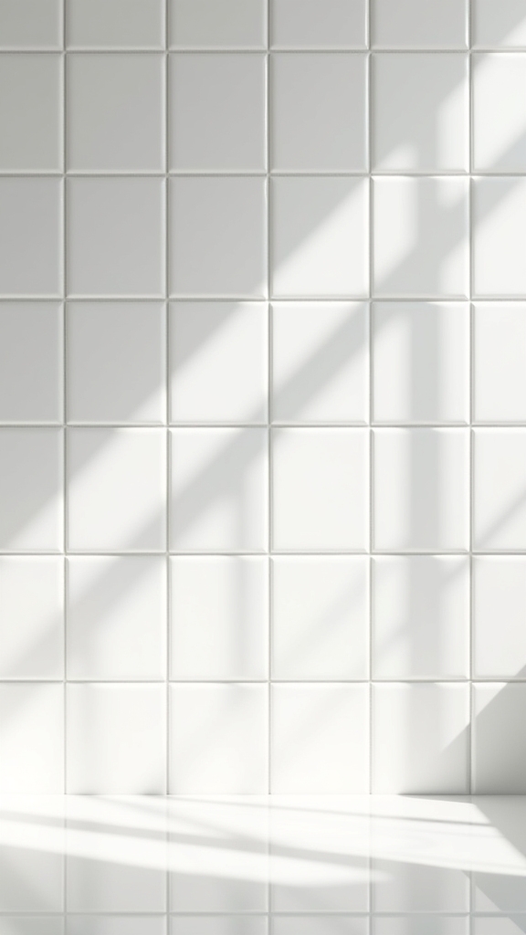 minimalist white square tiles