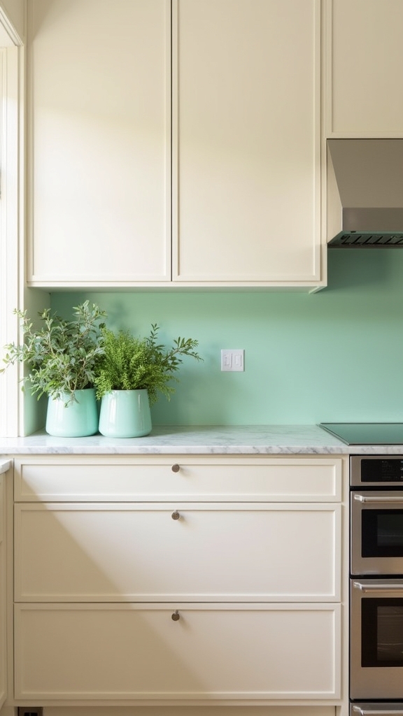 mint green cream kitchens