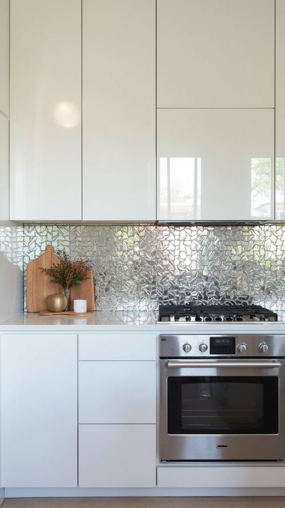 mirrored tile kitchen elegance