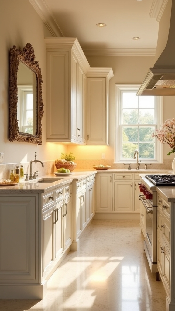 mirrors enhance cream kitchens