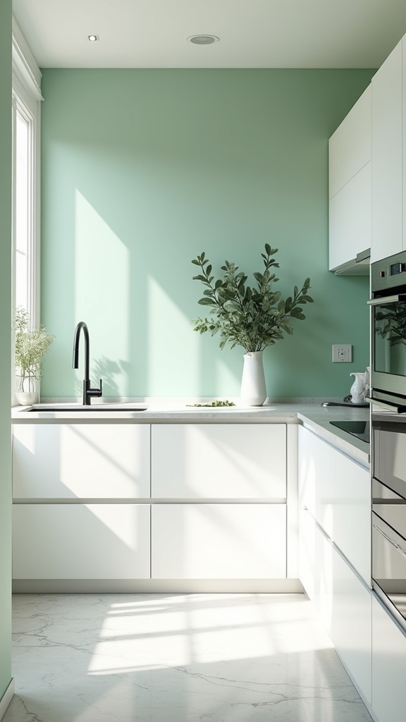 misty green kitchen tranquility