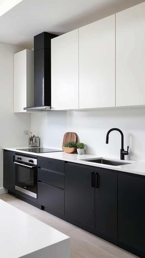 modern black and white kitchen