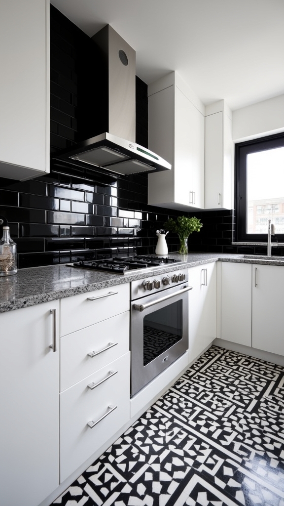 modern black and white tiling
