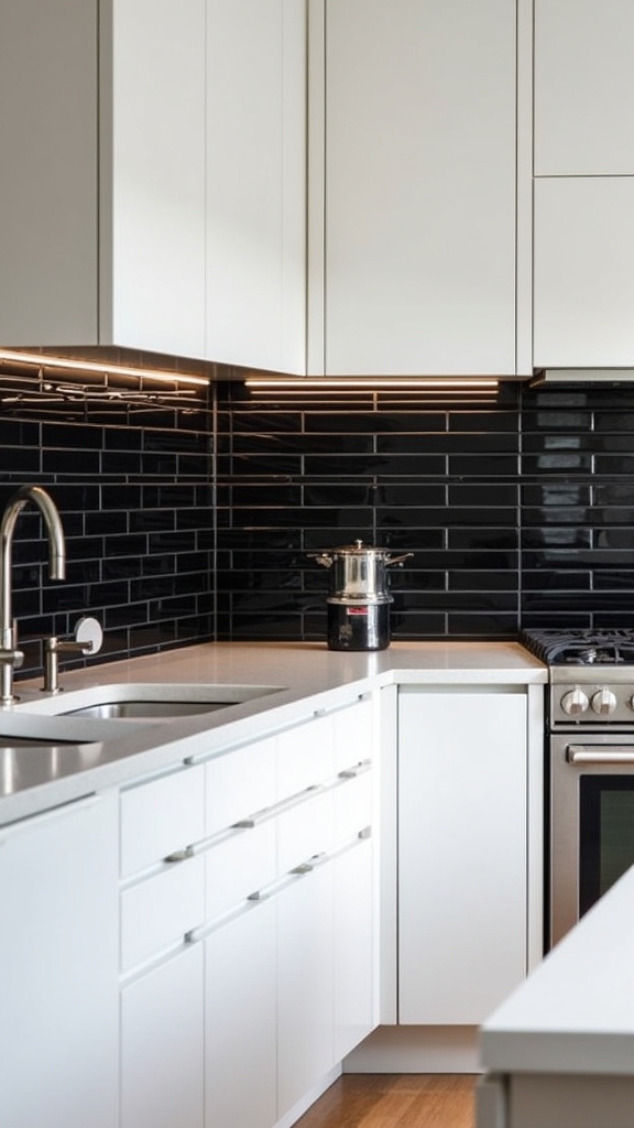 modern black subway tile