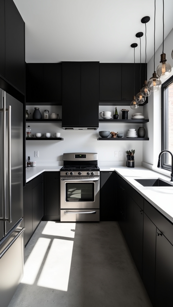 modern industrial black white kitchens