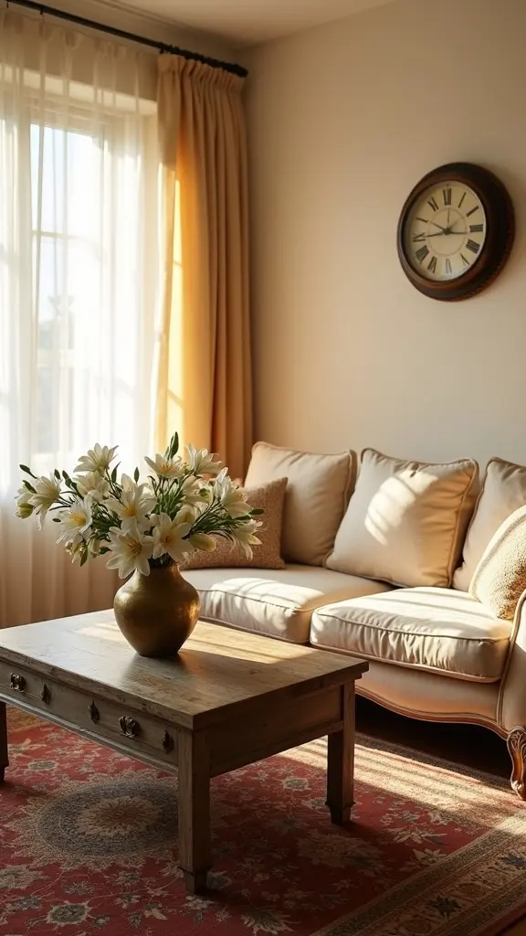 modern sofa vintage accents