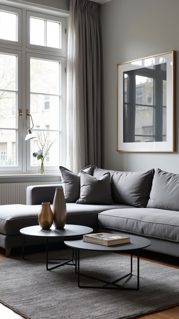 monochromatic grey living room