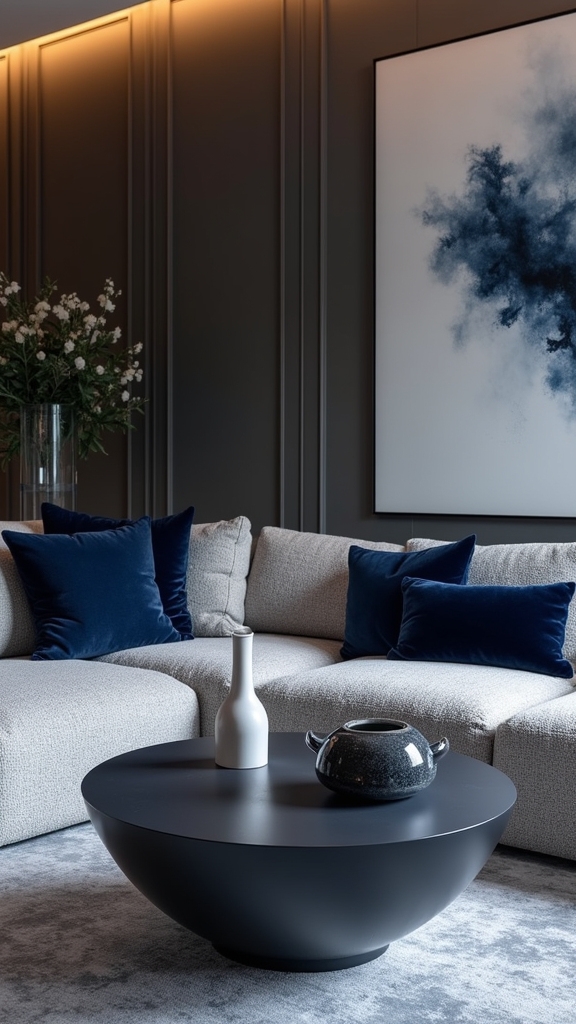 monochromatic grey with blue