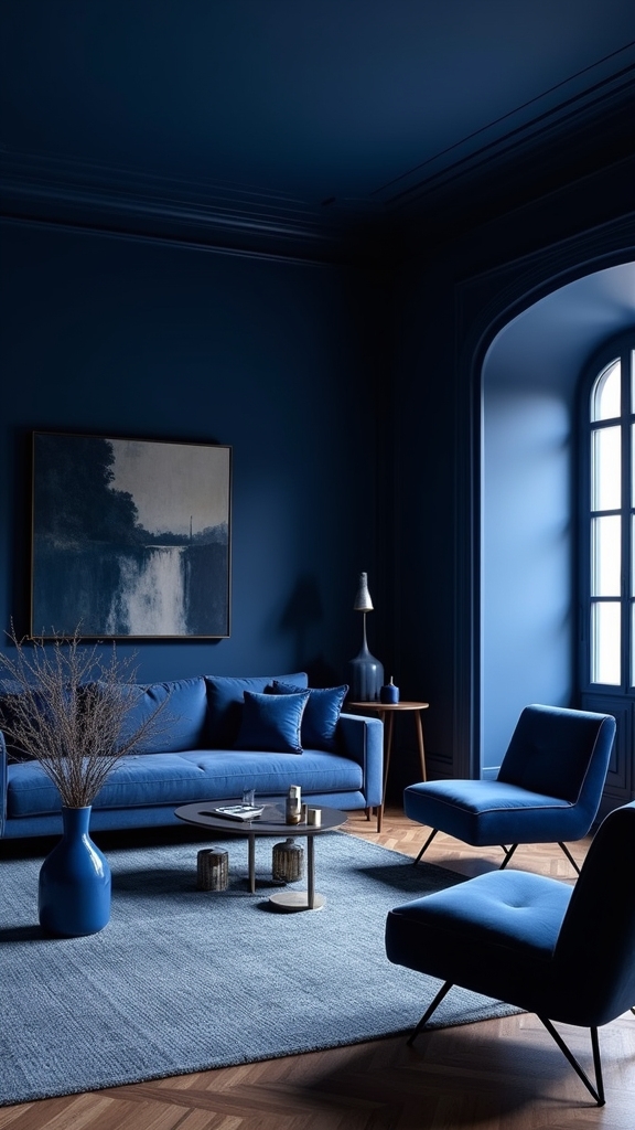 monochrome blue furniture integration