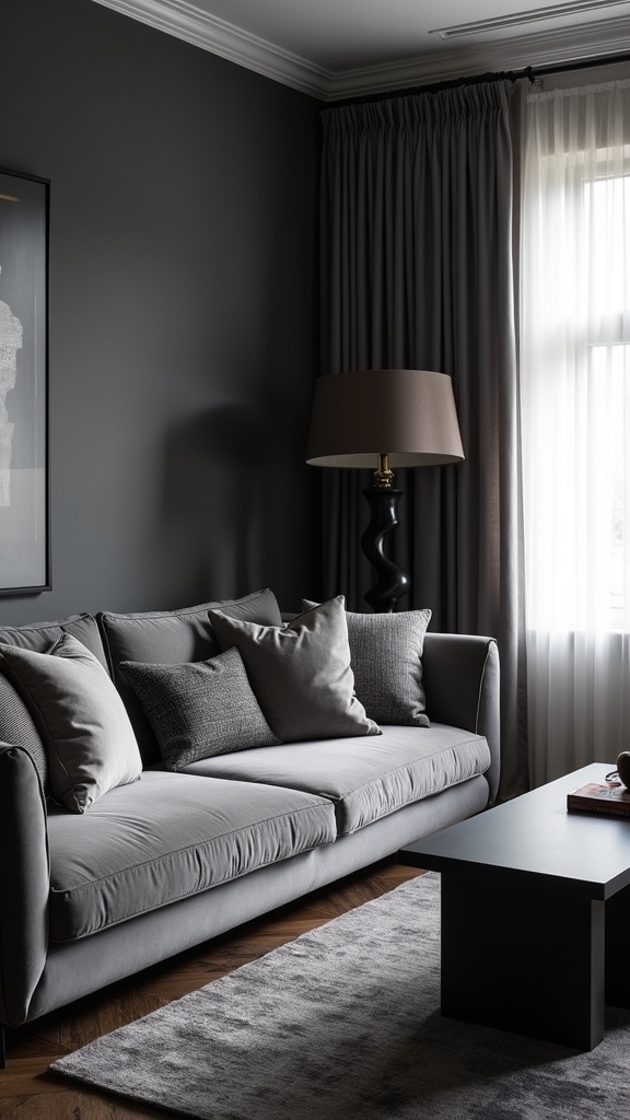 monochrome grey living room
