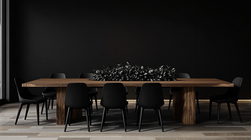 moody black dining chairs