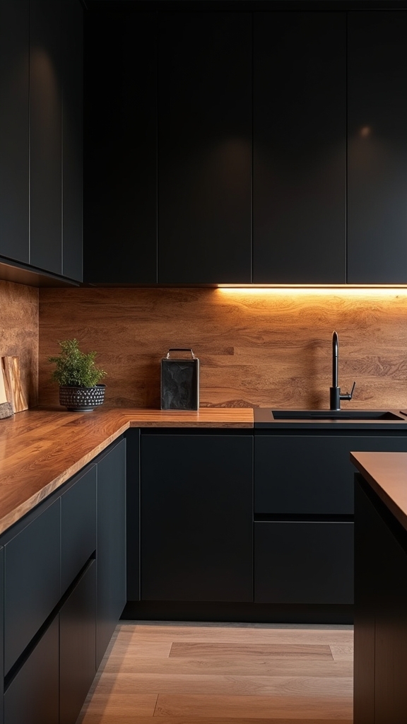 moody black kitchen warmth