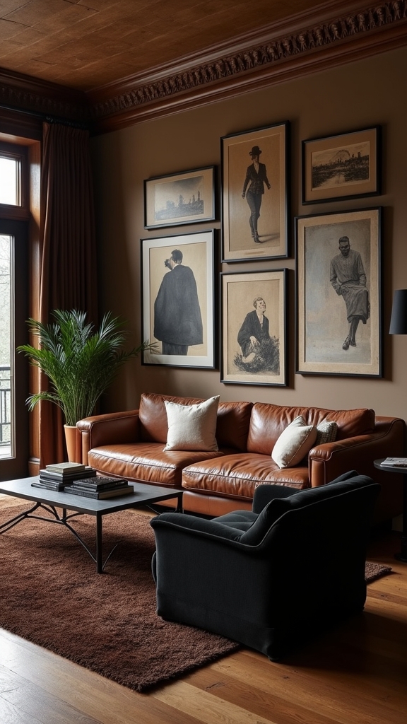 moody earthy gallery wall