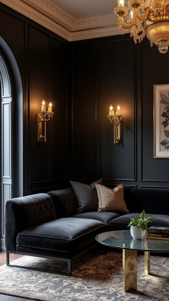 moody glam living room design