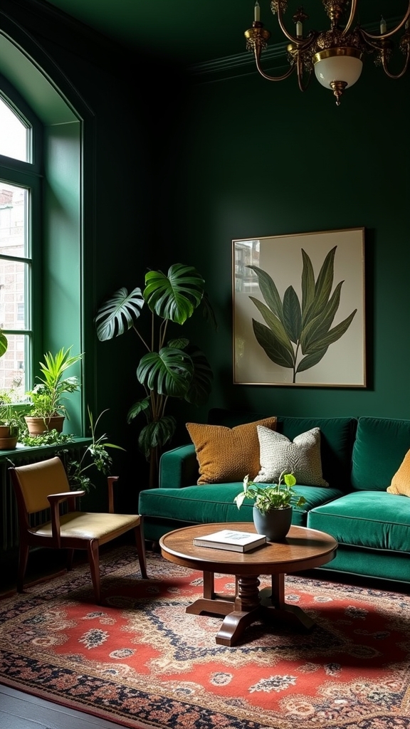 moody green walls elegance