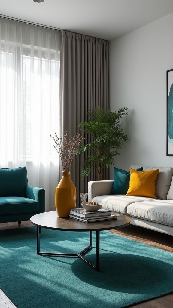 mustard accents add vibrancy