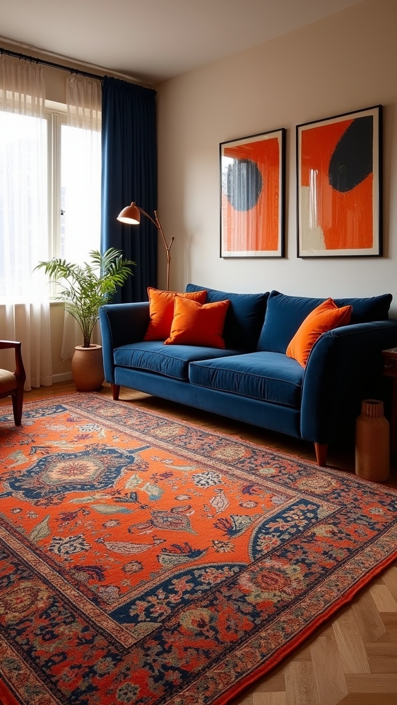 navy and burnt orange rugs