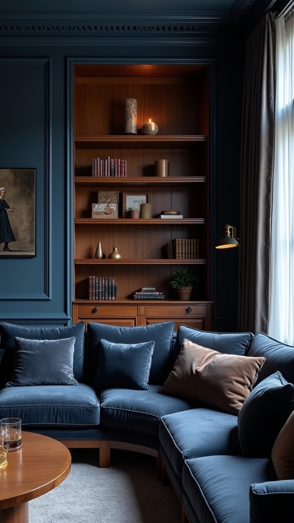 navy blue and wood harmony