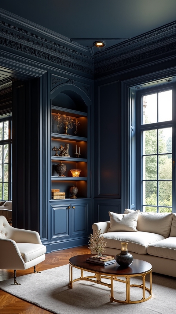 navy blue architectural accents