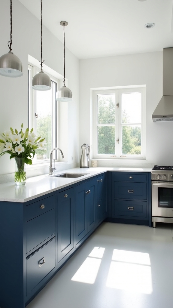 navy blue kitchen elegance