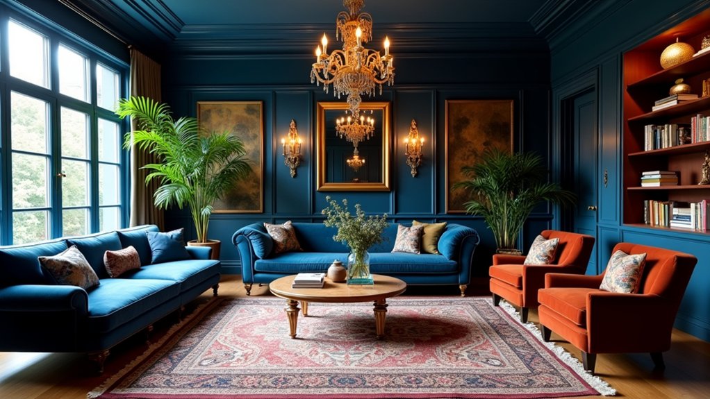navy blue living room elegance