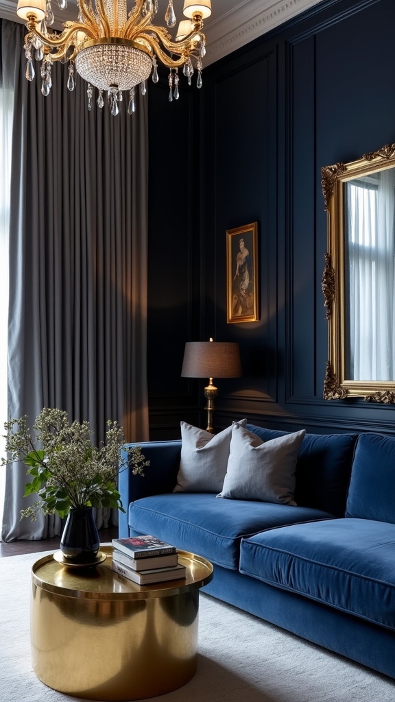 navy blue metallic accents