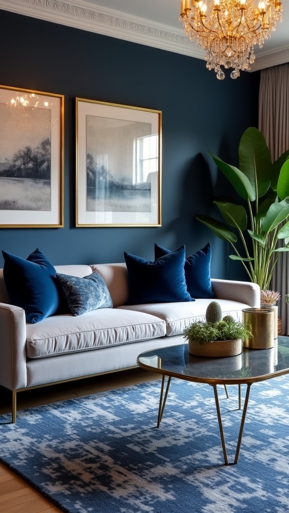 navy grey living room accents