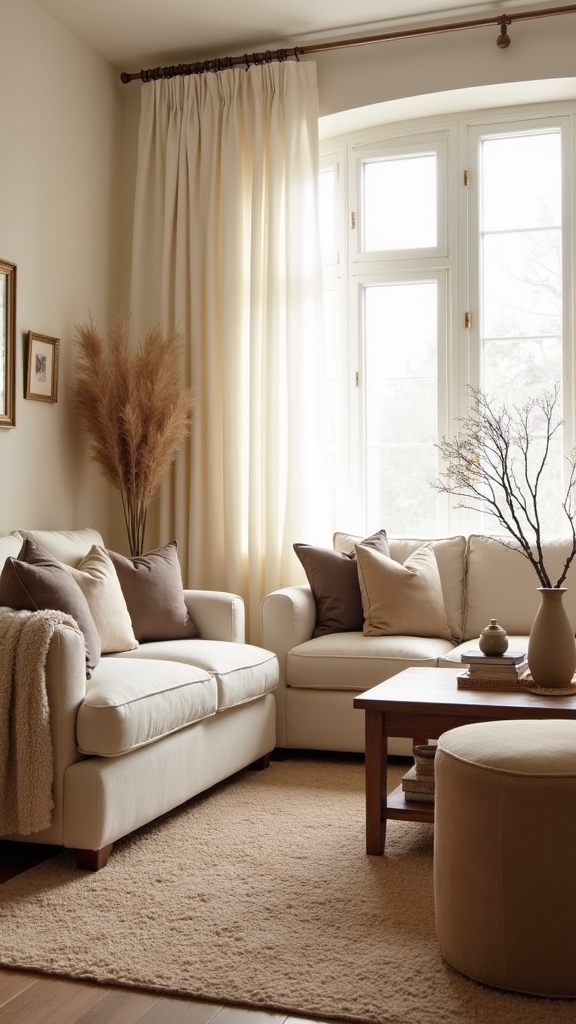 neutral layered cream living room