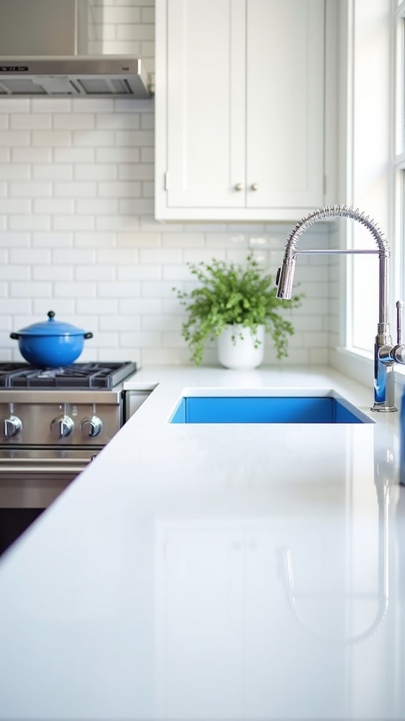neutral white tiles accentuate boldness