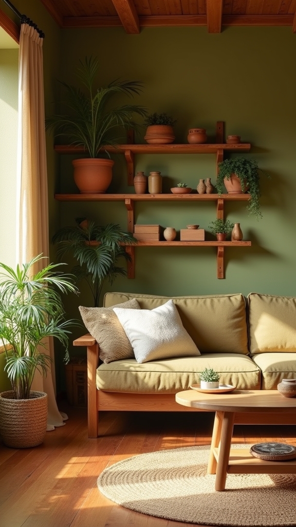 olive green and wood