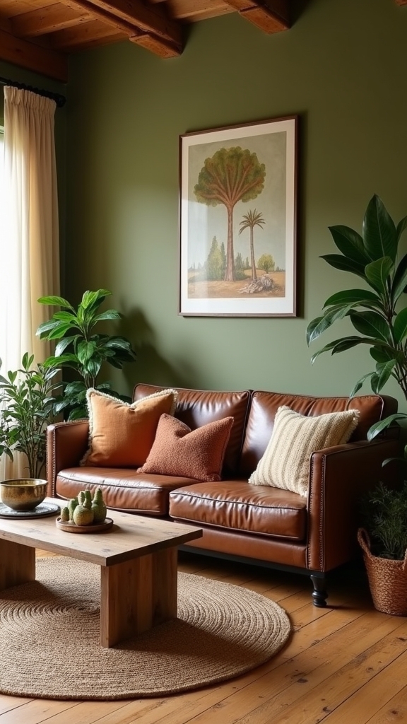 olive green leather accents