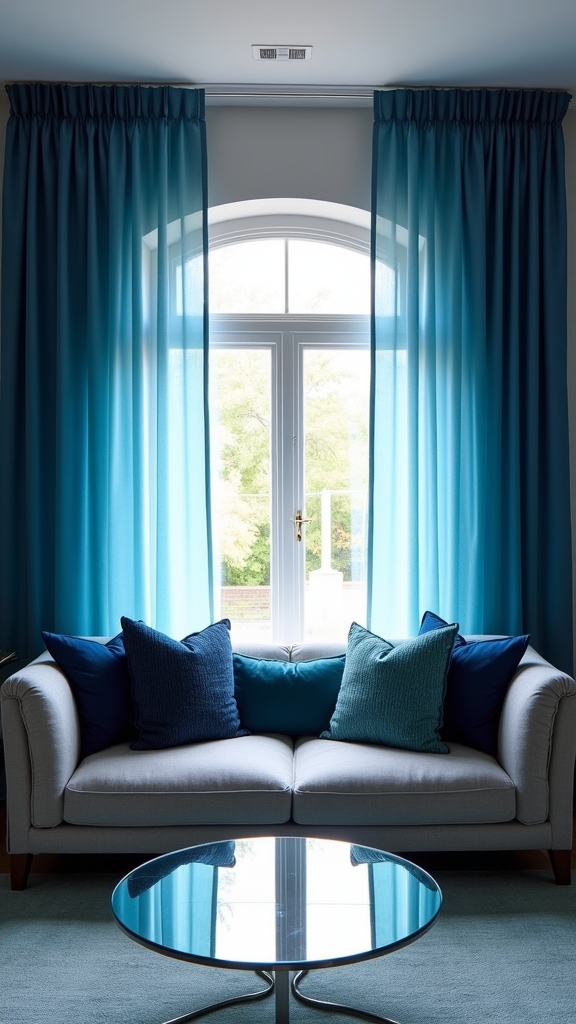 ombre blue curtains enhance sophistication