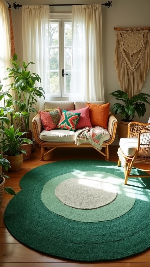 ombre green rugs enhance boho