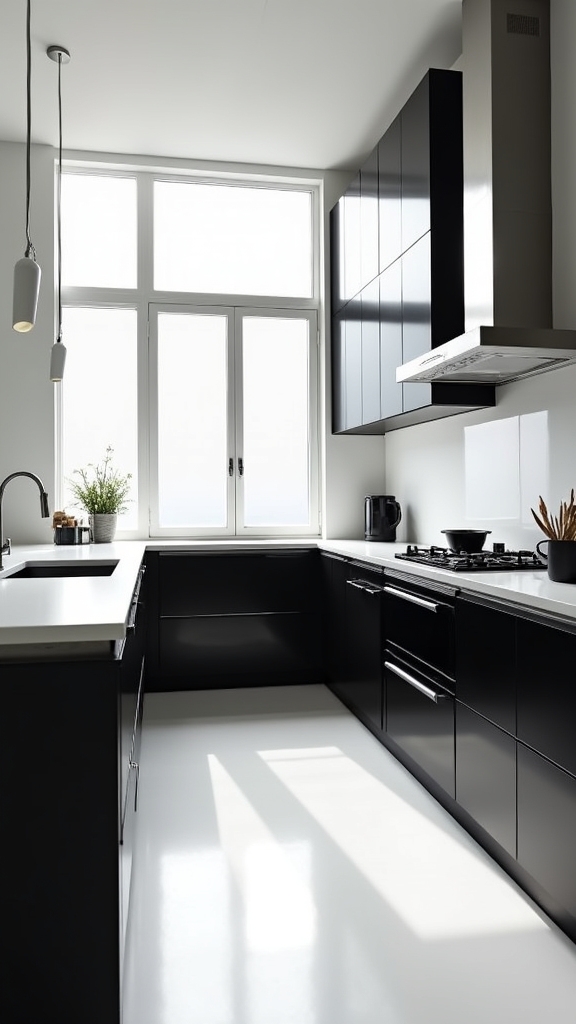 open light monochrome kitchen design